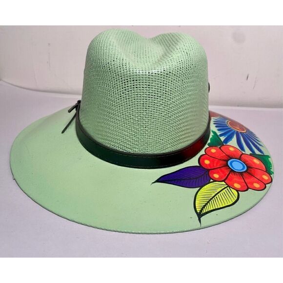 Hand painted original Panama fedora sun hat M Royal road trading Co. main image 9